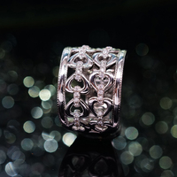 Anillo Hueco con Eslabones en Forma de Corazón de Oro de 14K con Certificación IGI/GIA, Diamante de Laboratorio de 0.24ct con Engaste de Garras, Joyería Romántica para Boda