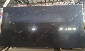 Piedra artificial Piedra aglomerada Losas <span class=keywords><strong>de</strong></span> piedra <span class=keywords><strong>de</strong></span> cuarzo <span class=keywords><strong>de</strong></span> color negro con vetas blancas - Product Image 4