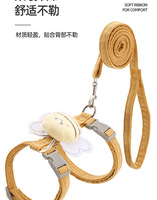Harnais et laisse pour chat motif abeille de dessin animé, réglables, anti-évasion, pour chatons, en polyester et alliage avec fermeture à bouton