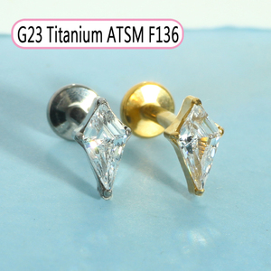 G23 titanio herradura labio Piercing Zirconia hueso Piercing tornillo con amor hilo interior hélice tornillo titanio cuerpo muelle joyería - Product Image 6