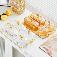Nouvelle assiette à collation ronde transparente avec couvercle en plastique, style nordique, luxe léger, pour fruits et usage domestique