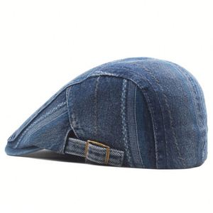 Men's and Women's Washed Denim Beret <b>Hats</b> <b>for</b> Spring Autumn Gatsby Style Flat Top Ivy Cap <b>for</b> Outdoor Shade Casual Daily Use - Product Image 5