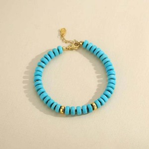LONGFENG SSSH-18 S925 Argent Plaqué Or 18K Turquoise Naturelle Perles de Boulier Classique Versatile DIY Bracelet pour Femmes Haut de Gamme - Product Image 1