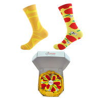 Vente en gros, fast food personnalisé, chaussettes en coton à la mode jacquard pour femmes, boîte à pizza heureuse pour hommes
