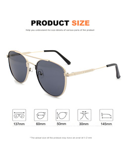 New Trendy Luxury Double Beam Brand Designer High Quality Metal Shades Men's Pilot Sun Glasses UV400 Sunglasses - Product Image 2