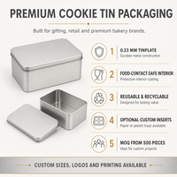Caja Rectangular Personalizada para Galletas con Tapa, 140x100x60mm, Envase de Hojalata Apto para Alimentos, para Regalos de Panadería, Venta al Por Mayor
