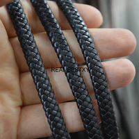 Moda yaklaşık: 7.5*3mm iyi esneklik hakiki örgülü deri halat inek derisi deri kordon bilezikler DIY takı yapımı için
