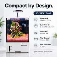 Aquarium de bureau tout-en-un en verre ultra-plat sans bordure avec système de filtration silencieux pour poissons Betta et poissons-clown Eco