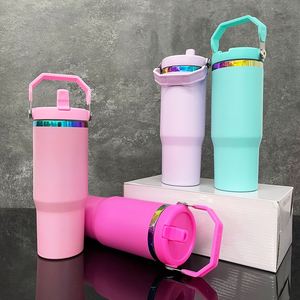 Vasos Térmicos de Sublimación en Blanco Macaron Mate de 30oz con Popote Abatible y Asa Superior - Product Image 4