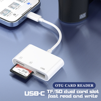 Cantell alta velocidad 3 en 1 USB C lector de tarjetas SD tipo C a TF adaptador de tarjeta SD para iPhone 15 Pro Max lector de tarjetas de memoria con SD