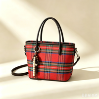 Tas Tote Tartan Skotlandia Kustom dengan Logo, Tas Belanja Motif Kotak-kotak, Tas Selempang Warisan Skotlandia untuk Grosir Inggris