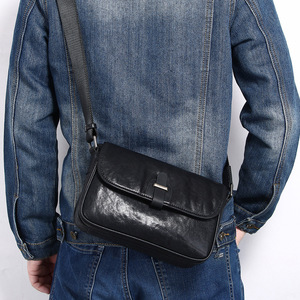 Men's Genuine Leather Crossbody <b>Bag</b> <b>Black</b> <b>Small</b> Durable Everyday Use - Product Image 2