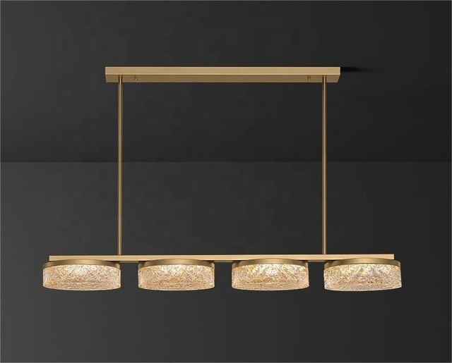 Modern Nordic Indoor Smart Lighting Golden Bronze Copper Fancy Luxury Chandeliers Rectangle Pendant Lights Restaurant Decoration