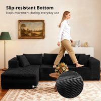 Sofá Seccional en Forma de L Moderno de Alta Calidad, Convertible, Diseño Afelpado de Corduroy, Sofá Cama Comprimido al Vacío para Apartamento u Hotel