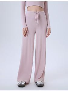 Pantalones de yoga acampanados de talle alto con cordón para mujer, de tela elástica y caída fluida, de pierna ancha y holgados, para entrenamiento y pilates, al por mayor - Product Image 3