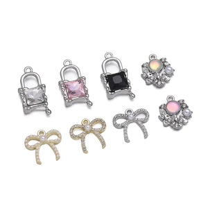 Breloques en alliage, pendentifs papillon, nœud, cœur, en alliage de zinc, accessoires de bijoux DIY, breloques unisexes tendance - Product Image 5