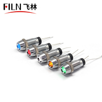 Lâmpada led de piloto de 8mm, 24v, vermelho, verde, azul, 20cm, fio líder, luz indicadora de metal