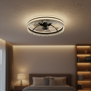 Ventilateur de plafond LED 20 pouces en fer noir avec moteur DC, télécommande, fonctionnement silencieux, montage encastré pour chambre, bureau, salle à manger - Product Image 2