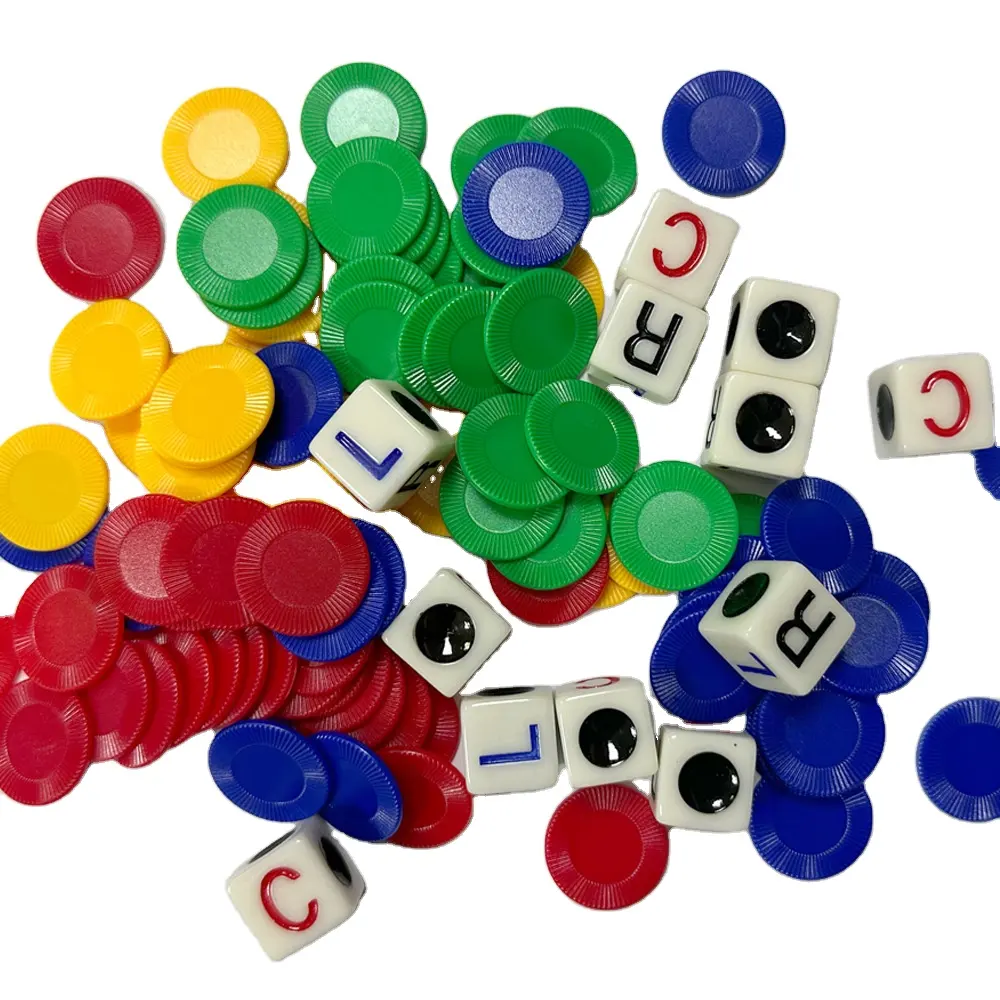 2024 gioco educativo a sinistra e a destra divertenti dadi da gioco a quattro colori con chip gioco a tubo