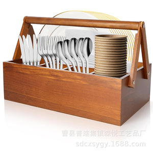 Wooden Cutlery Storage Box Knife Fork Holder <b>Desktop</b> Organizer Kitchen Utensil Rack Durable Solid Wood Design - Product Image 4