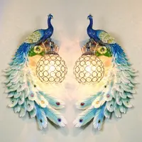 مصباح على شكل طاووس بلون أوروبي, مصباح على شكل طاووس لتزيين غرفة المعيشة ، مصباح حائط على شكل جرس التلفزيون ، مصباح حائط من الراتنج لسرير السرير في غرفة النوم