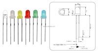 3mm F3 LED Blanc/Rouge/Vert/Bleu/Jaune/Orange/UV/Ampoule Ronde Couleur Diffusée/Eau Lentille claire DIP 3mm Lampe émettrice Diode