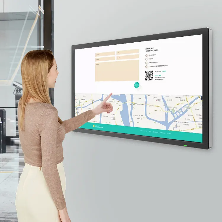 Periklanan 32 43 49 50 55 Inci Sistem Android Terpasang Di Dinding Kecerahan Tinggi Lcd Digital Papan Iklan Kios