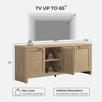 Buffet de style antique moderne DreamCraft en rotin, armoire de rangement en bois naturel pour cuisine, console, table de bar à domicile