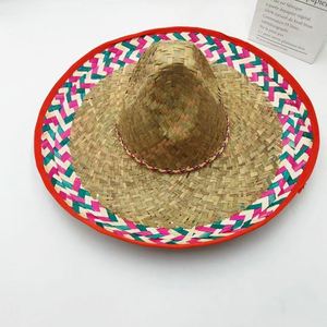 Sombrero de Paja Tejido a Mano Estilo Mexicano al por Mayor, Sombrero de Sol Personalizado de Fibra de Bambú Natural, Suministros para Fiesta, Carnaval, Fotomatón, Ala Flexible - Product Image 6