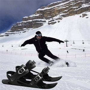 Bottes de ski MiniSki noires unisexes, doubles, avec fermeture à boucle, semelle intermédiaire en caoutchouc, châssis en PP pour sports de neige en plein air - Product Image 1