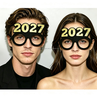 Lunettes de fête du Nouvel An 2027, monture noire, paillettes dorées, lunettes fantaisie avec numéros, accessoires photo amusants pour la fête du Nouvel An