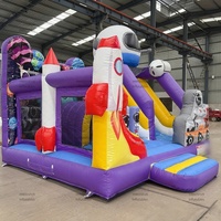Structure gonflable combinée PVC Thème Cœur Amour avec toboggan, motif Astronaute Fusée, pour enfants, idéale pour fêtes et locations extérieures 5mx4mx5m