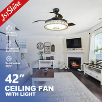 Ventilateur de plafond 1stshine 42 pouces personnalisable OEM/ODM, à économie d'énergie, innovant, durable, à longue durée de vie, avec pales rétractables et lumière LED