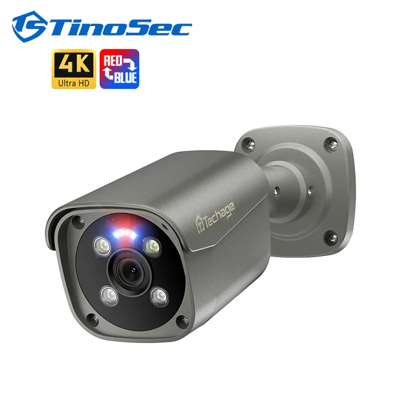 Full Hd Red Blue Light Alarm H.265 8MP 4K Face Detection P2p Ip Camera Poe Security Cctv Network Camera