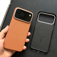 Étui de téléphone magnétique antichoc ultra-fin à texture Kevlar KAOU pour iPhone 17 Pro Max / 16 Pro / 15