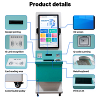 Terminal de paiement multifonctionnel portable d'intérieur de 32 pouces, équipement d'impression, kiosque, hôpitaux, terminal en libre-service avec roues