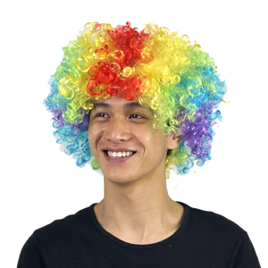 Peluca Afro Barata para Fanáticos del Fútbol, Peluca de Payaso Sintética al por Mayor para Fiestas, Halloween, <span class=keywords><strong>Carnaval</strong></span>, Cabello Corto y <span class=keywords><strong>Rizado</strong></span> - Product Image 1
