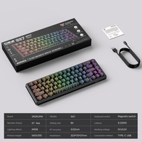 Clavier mécanique filaire de jeu ONIKUMA G67 RGB USB-C à interrupteurs magnétiques, déclenchement rapide, 8KHz, inclinaison réglable, connecteur