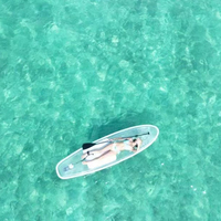 Clear PC Sup Board-Planche à pagaie transparente pour le yoga, le surf et la pêche