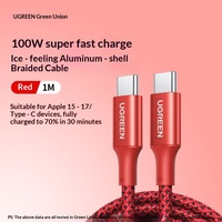 Câble USB-C double tête UGREEN US316 pour iPhone 15/16, charge rapide PD100W, style tressé