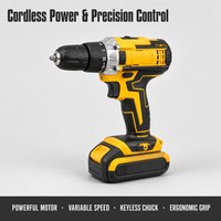 Ensemble d'outils de perçage sans fil, kit d'outils électriques, 2 batteries, chargeur, étui de transport pour la réparation à domicile, bricolage, travaux ménagers