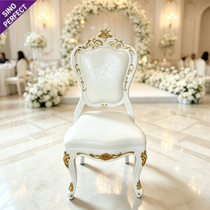 Chaise de banquet vintage en résine plastique blanche OEM ODM, dossier en rotin tressé ovale sculpté, pour cérémonie de mariage et événements. - Product Image 6