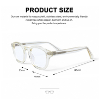 Montures de lunettes optiques rondes en acétate transparent sur mesure, vente en gros, montures de lunettes de mode à bordure complète