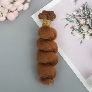 BJD娃娃美国头发假发纬纱定制耐热卷曲纤维头发材料100厘米宽，长度15厘米