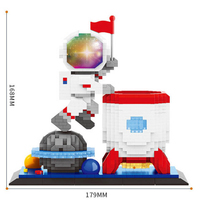 Ensemble de mini-blocs de construction à assembler avec lumière LED, série Astronaute Spatial, porte-crayons fusée et figurine astronaute, ensembles de briques