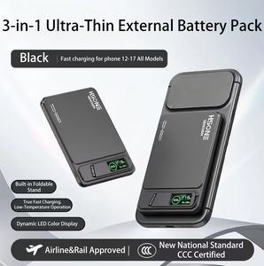Batterie externe magnétique sans fil 15W ultra-mince format paume en alliage d'aluminium aérospatial avec écran TFT affichant la puissance et la température, support <span class=keywords><strong>30W</strong></span> - Product Image 3