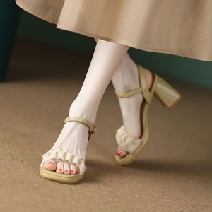 Sandalias de Tacón Alto con Correa en el Tobillo y Cierre de Hebilla, Estilo Hada, Color Morado, Verano 2026, Tacón Cuadrado, Estilo Francés, Impresionantes - Product Image 6