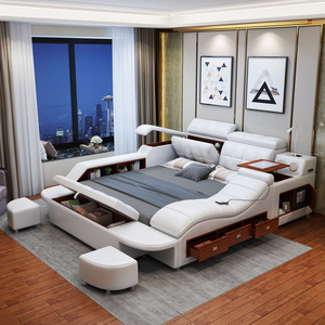 <span class=keywords><strong>Lit</strong></span> moderne en bois tatami, taille <span class=keywords><strong>king</strong></span>, réglable, multifonctionnel, massage, rangement, cuir véritable, confortable, <span class=keywords><strong>lit</strong></span> assemblé - Product Image 1