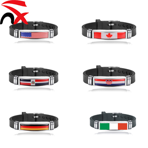 Braccialetti con Bandiera Nazionale all'Ingrosso, Braccialetti Regolabili in Silicone, <span class=keywords><strong>Regali</strong></span> Patriottici per Attività Festive per Donne e Uomini - Product Image 1