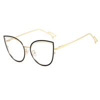 Gafas LG47 de estilo europeo americano inspiradas en Instagram, con diseño hueco, efecto ojo de gato, bisagras de resorte y lentes con filtro de luz azul, aptas para lentes graduadas.